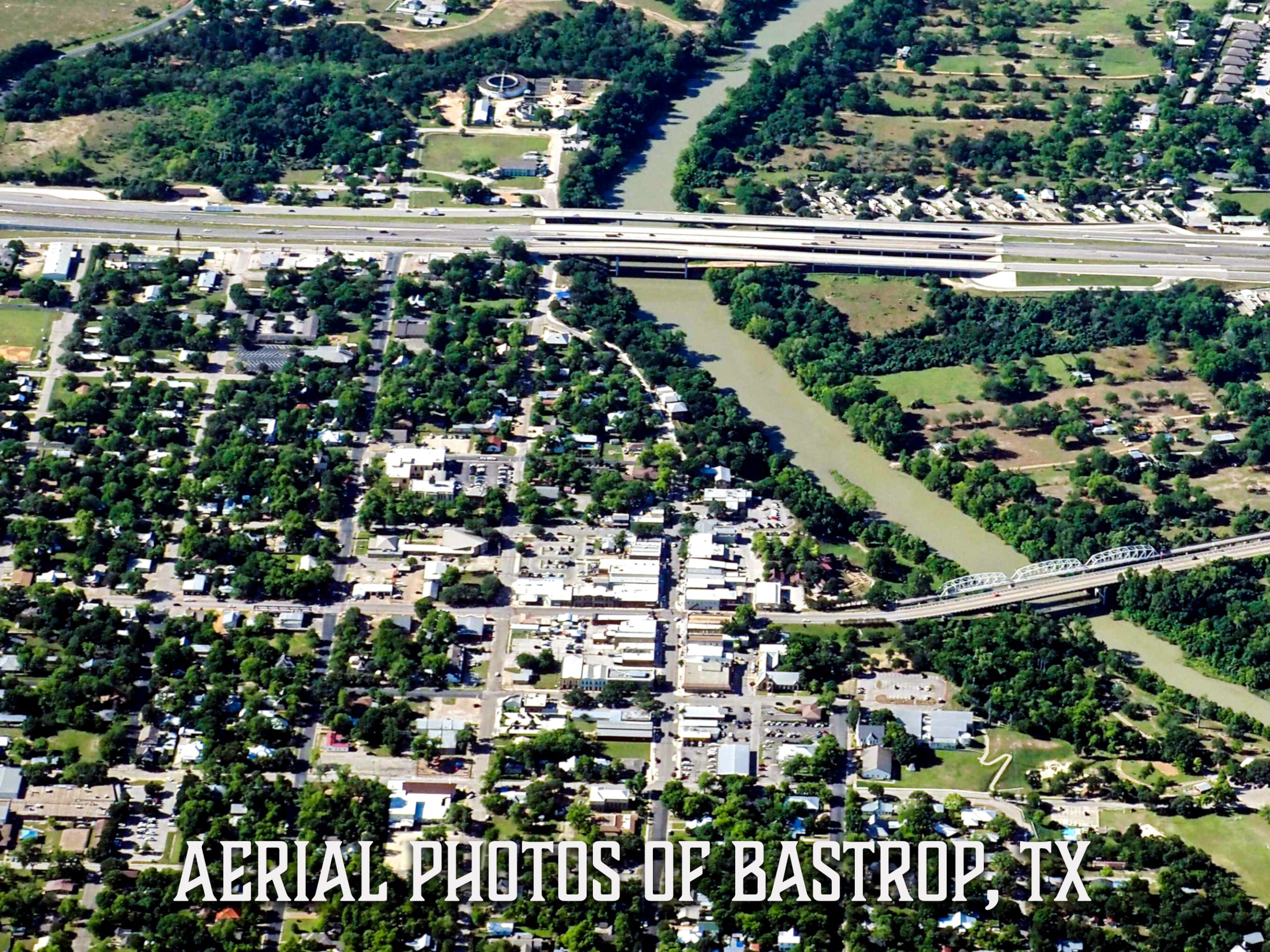 Drone Photography Aerial Photo of Bastrop, TX Poster Print Art Decor